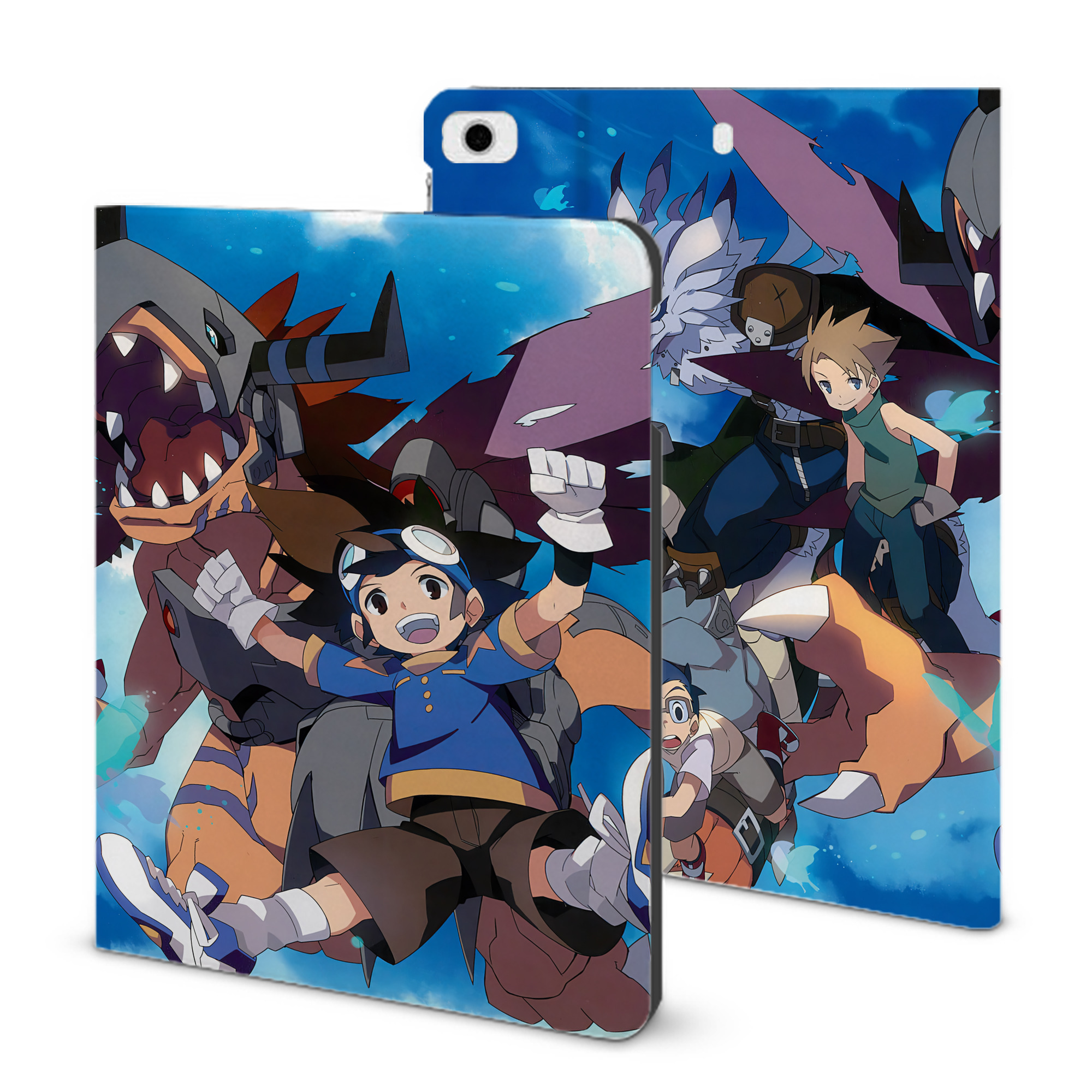 （画像用） Digimon デジタルモンスター/デジモン IPad ケース ブック型 PUレザー TPU 耐衝撃 軽量 薄型 ペン収納なし 全面保護 IPad 各モデル対応